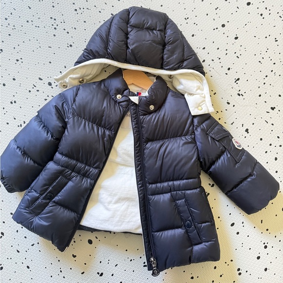 Moncler baby down jacket with removable hood